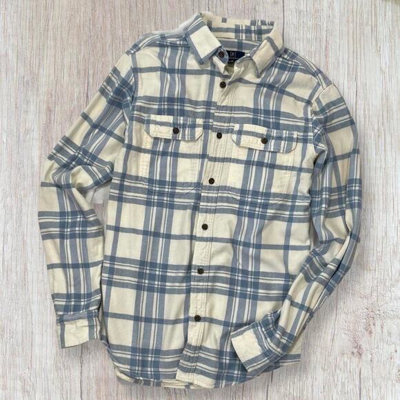 Vintage 90s Blue Plaid Flannel Shirt Men XS 30-32 Grunge Punk - Picture 1 of 7